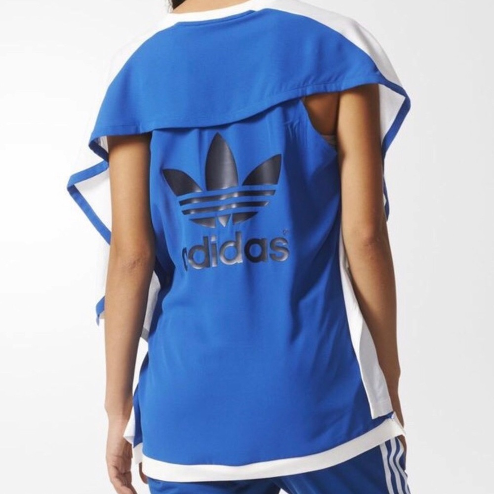Original Adidas Couture layered tee. Blue & White.